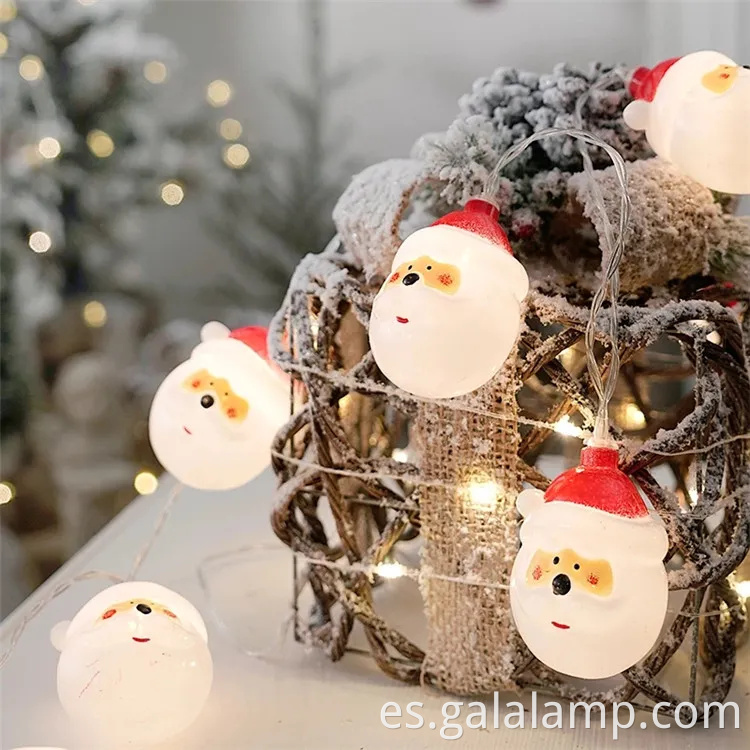Coloridas luces de cuerda LED festivas con Santa Claus y Snowman